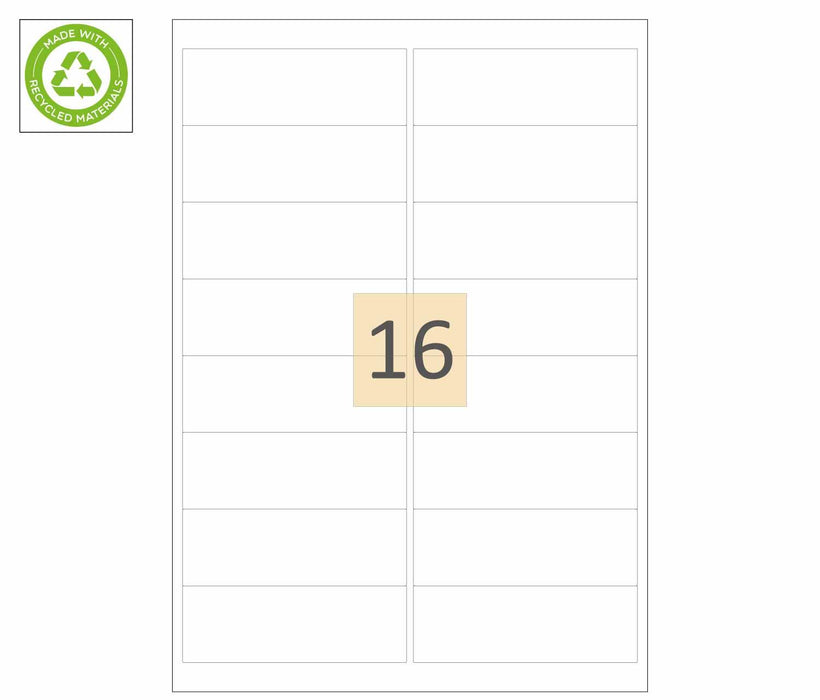 16 Recycled Paper Labels (99mm x 34mm)