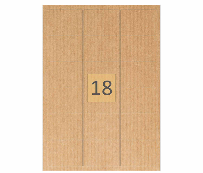 18 Brown Kraft Paper Labels (64mm x 47mm)