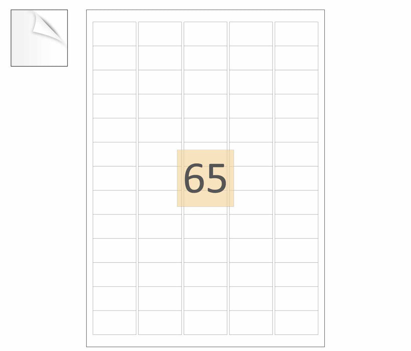 65 Peelable Printer Labels (38mm x 21mm)