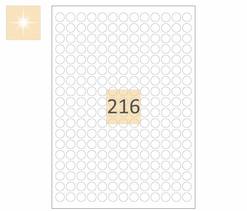 216 Round Gloss Laser Labels 13mm Circles