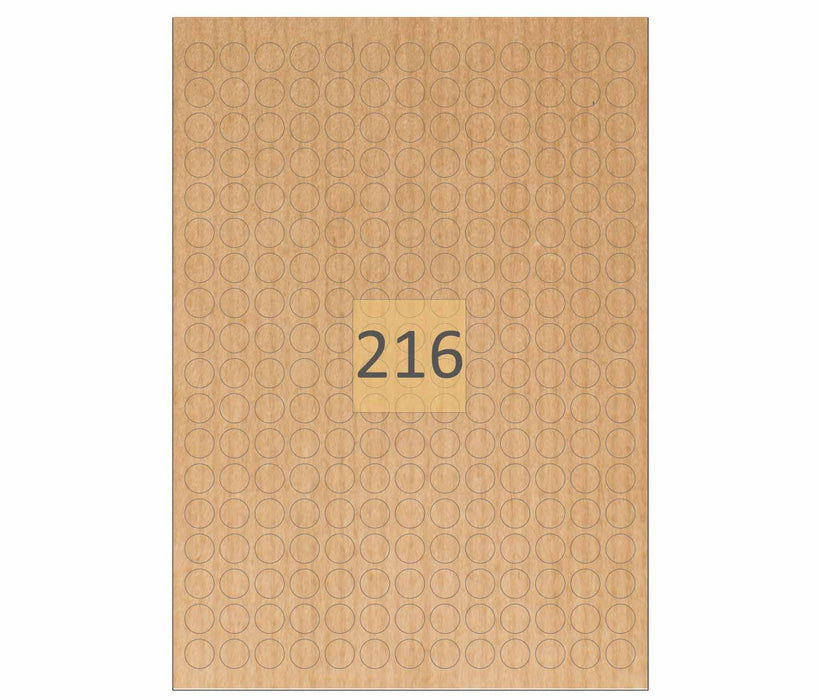 216 Brown Kraft Labels (13mm Circles)
