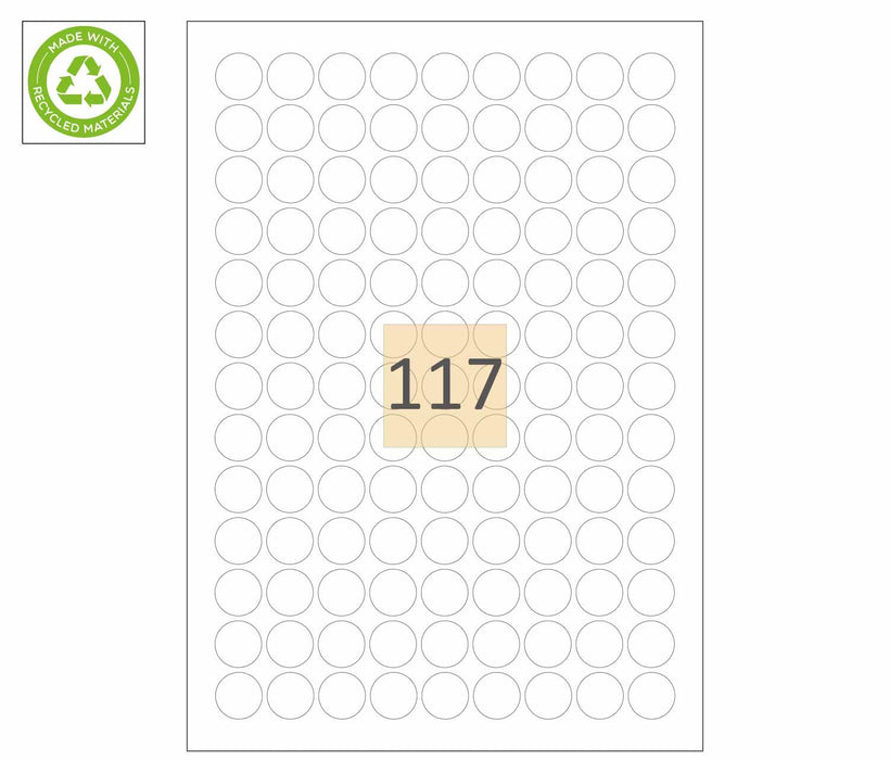 117 Round Recycled Paper Labels (19mm)