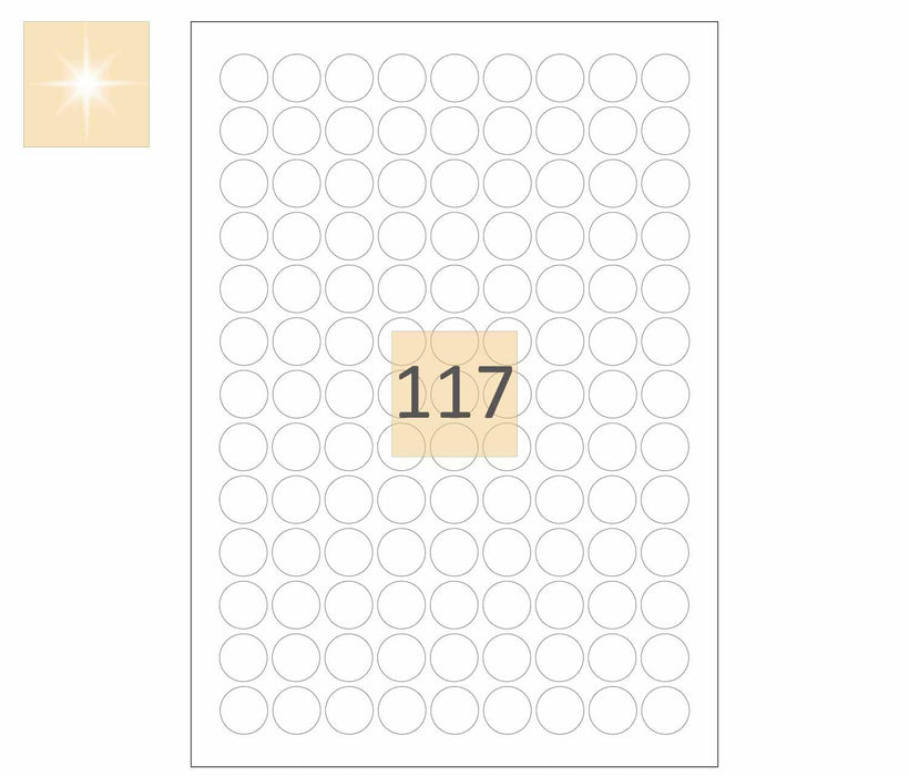 117 Round Gloss Laser Labels 19mm Circles