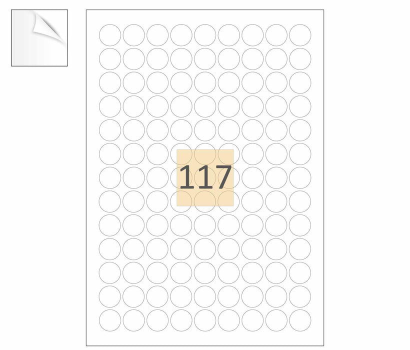 117 Round Removable Labels 19mm Circles