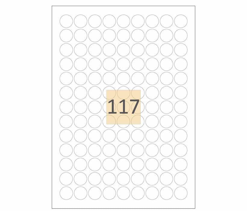 117 Round Laser & inkjet Labels 19mm Circles