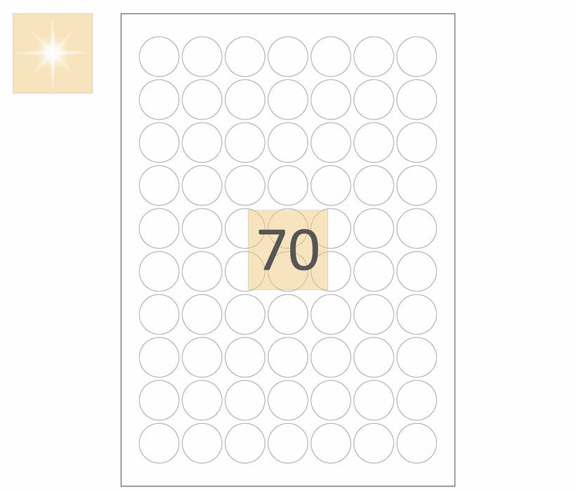70 Round Gloss Laser Labels 25mm Circles