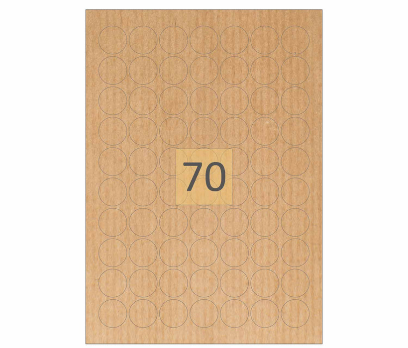 70 Brown Kraft Labels (25mm Circles)