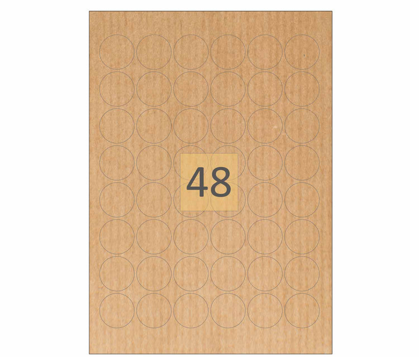 48 Brown Kraft Labels (30mm Circles)