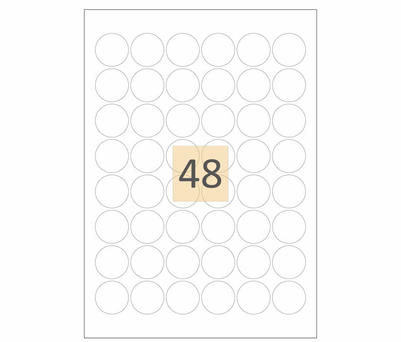 48 Round Laser & inkjet Labels 30mm Circles