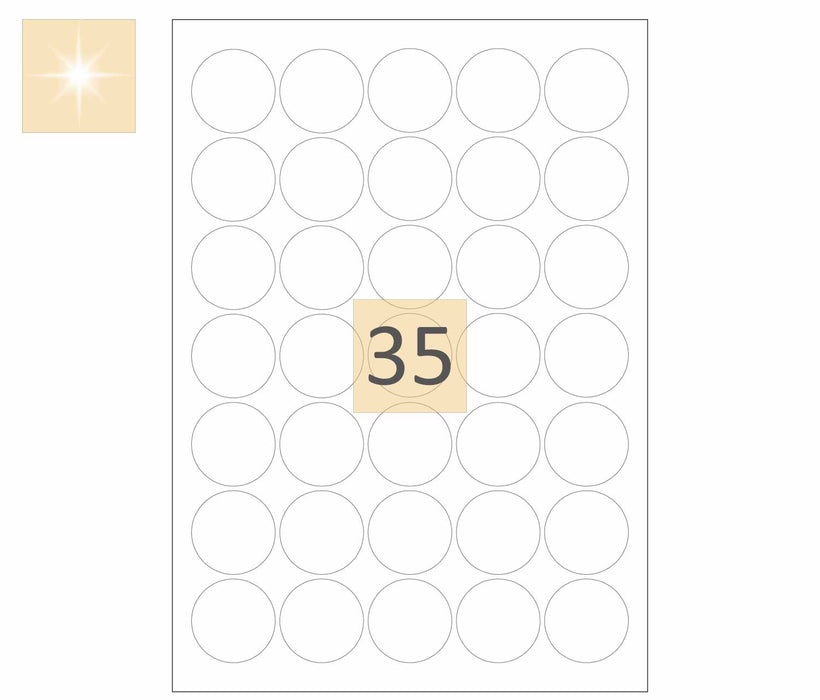 35 Round Gloss Laser Labels 37mm Circles