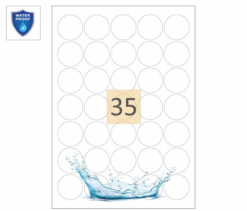 Round Plastic Poly Matt Labels (37mm)