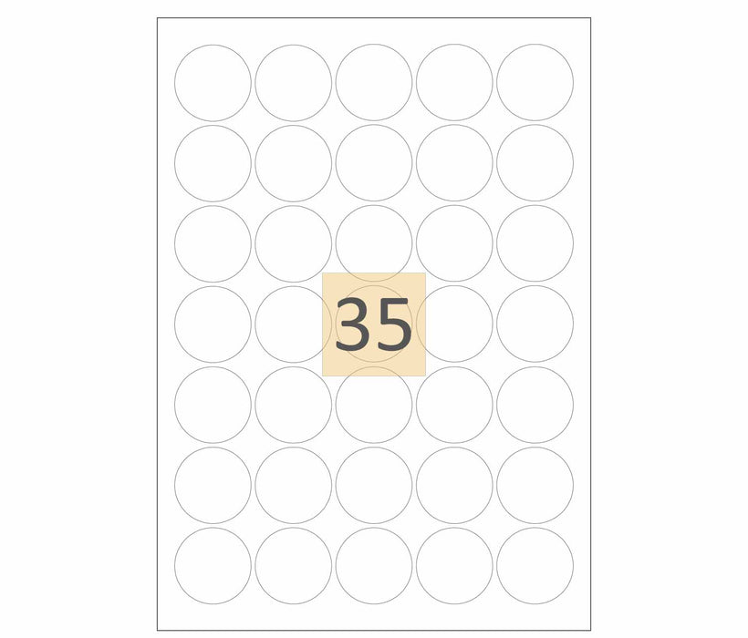 35 Round Laser & inkjet Labels 37mm Circles