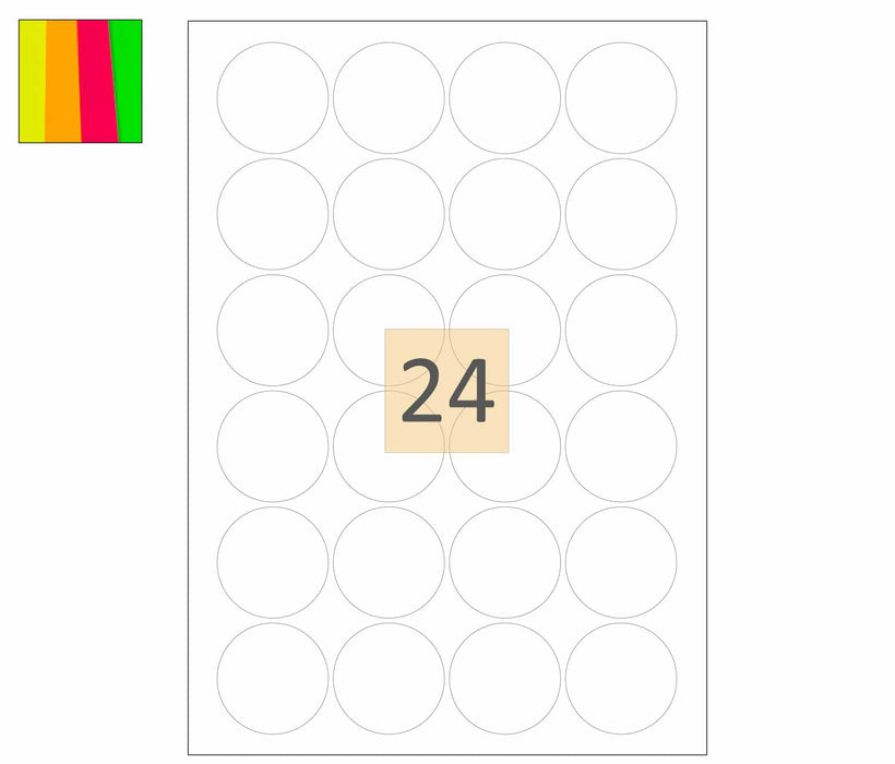 Fluorescent Round Printer Labels 45mm Circles