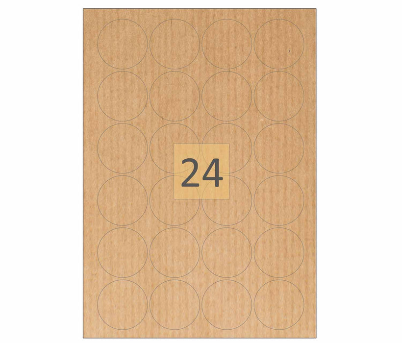 24 Brown Kraft Labels 45mm Circles