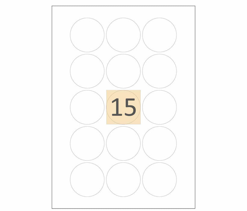 15 Round Laser & inkjet Labels 51mm Circles