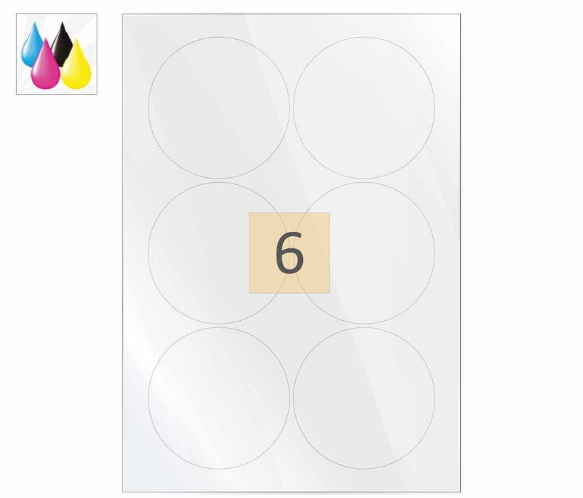 Inkjet Round Transparent gloss Labels (88mm)