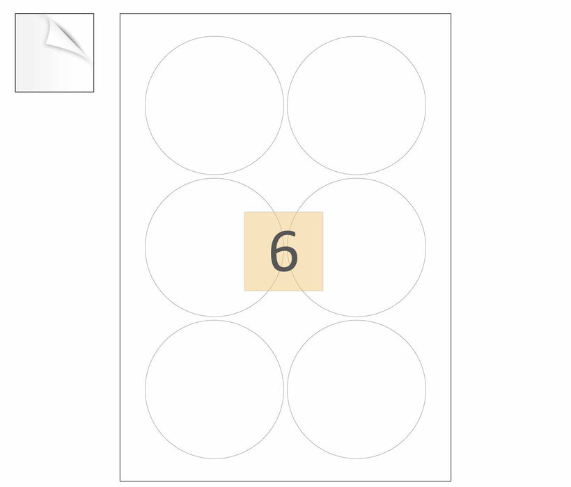 6 Round Removable Labels 88mm Circles