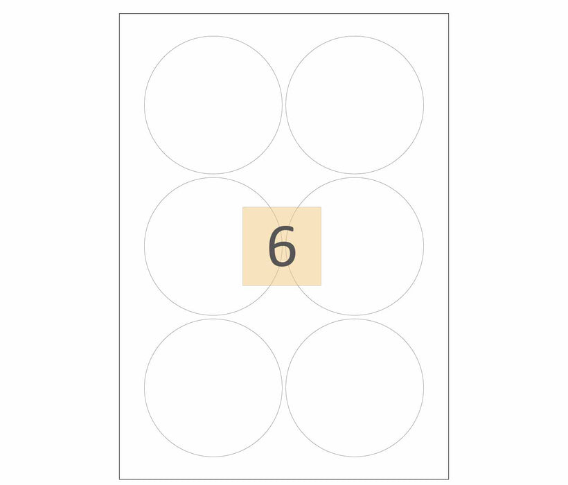 6 Round Laser & inkjet Labels 88mm Circles