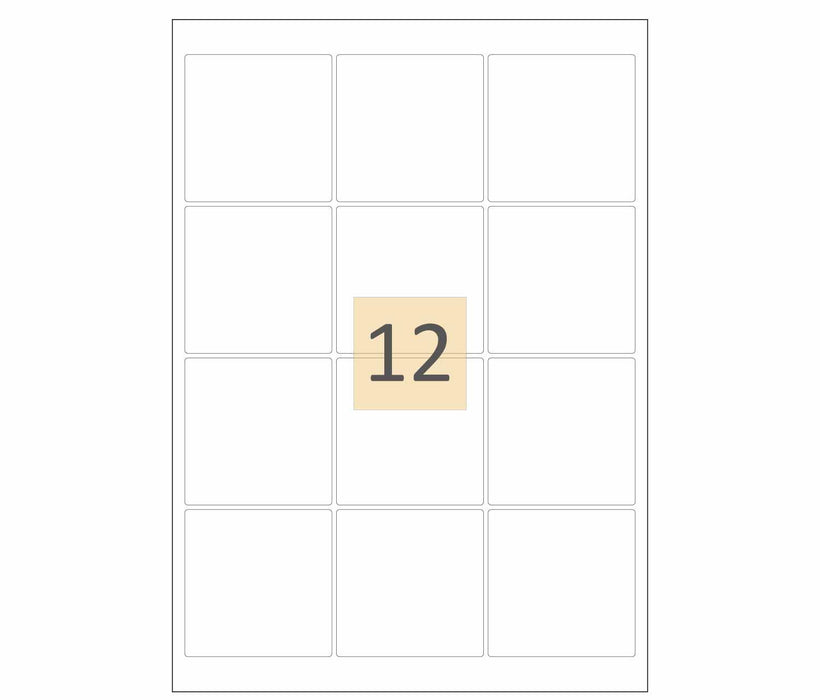 12 Square Matt White Labels (65mm x 65mm)