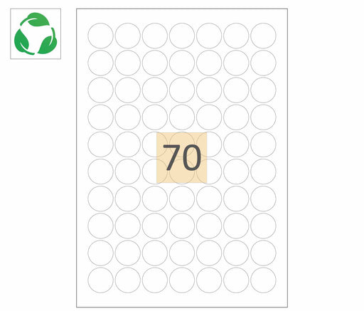 70 Round Biodegradable Printer Labels (25mm)