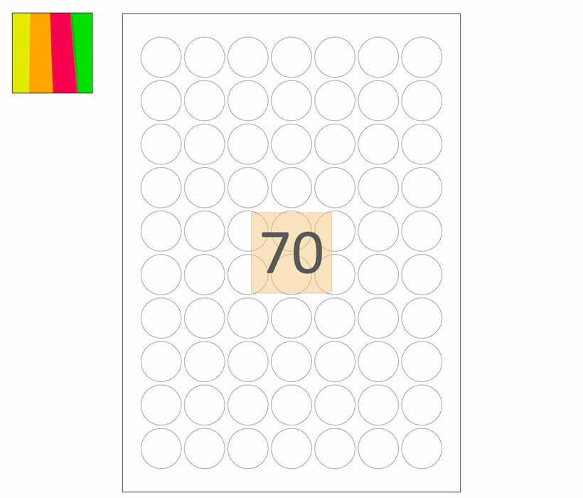 Fluorescent Round Printer Labels 25mm Circles