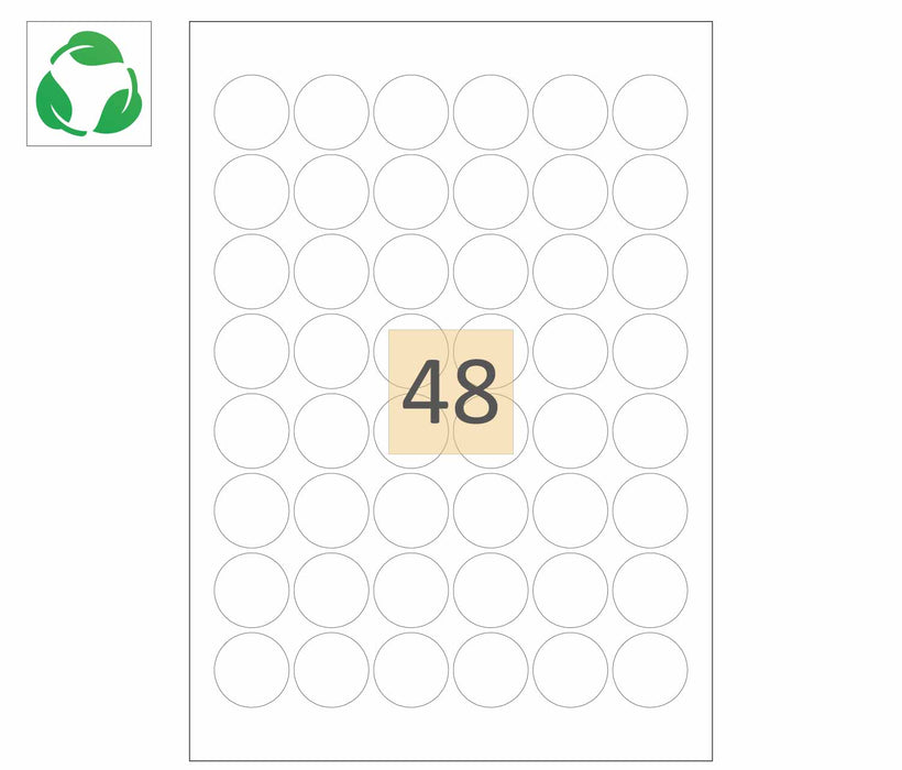 48 Round Biodegradable Printer Labels (30mm)