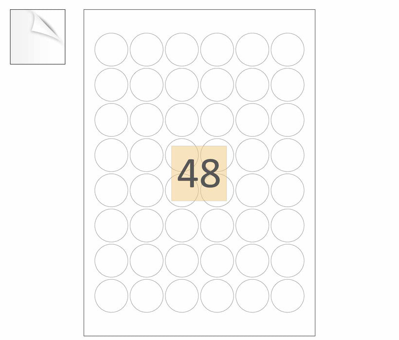 48 Round Removable Labels 30mm Circles