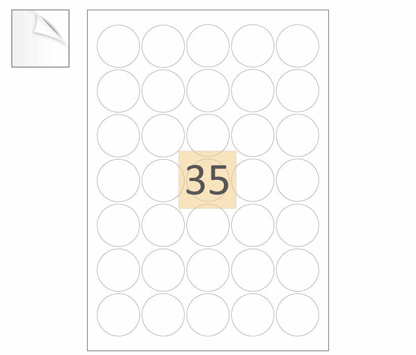 35 Round Removable Labels 37mm Circles