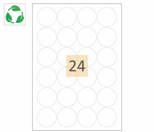 24 Round Biodegradable Printer Labels (45mm)