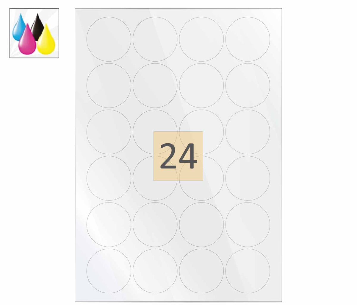 Inkjet Round Transparent gloss Labels (45mm) | A4Sheets.co.uk
