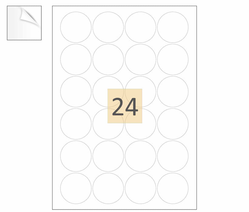 24 Round Removable Labels 45mm Circles