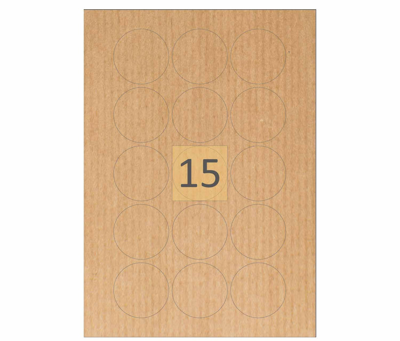 15 Brown Kraft Labels 51mm Circles