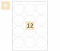 12 Round Gloss Laser Labels 64mm Circles