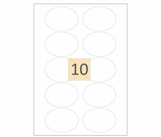 10 Oval Shaped Printer Labels (55mm x 75mm)