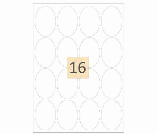 16 Oval Shaped Printer Labels (48mm x 70mm)